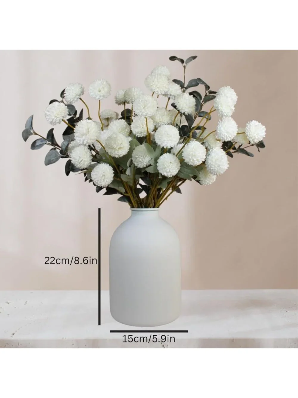Large White Big Iron Vase for Long Stem Flowers Modern Japandi Home Decoration